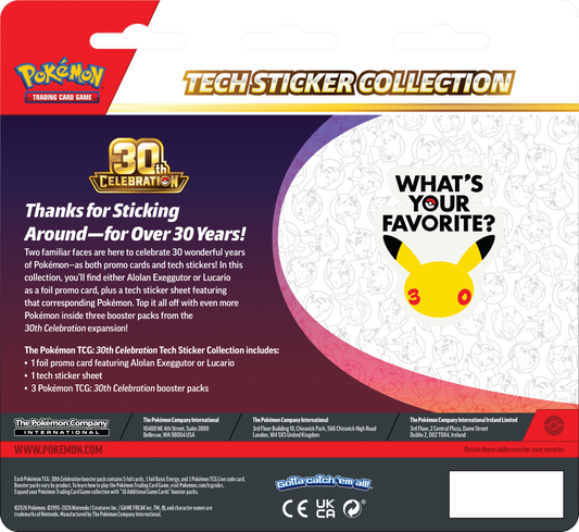 Pokémon TCG: 30th Celebration - Tech Sticker Collection Lucario