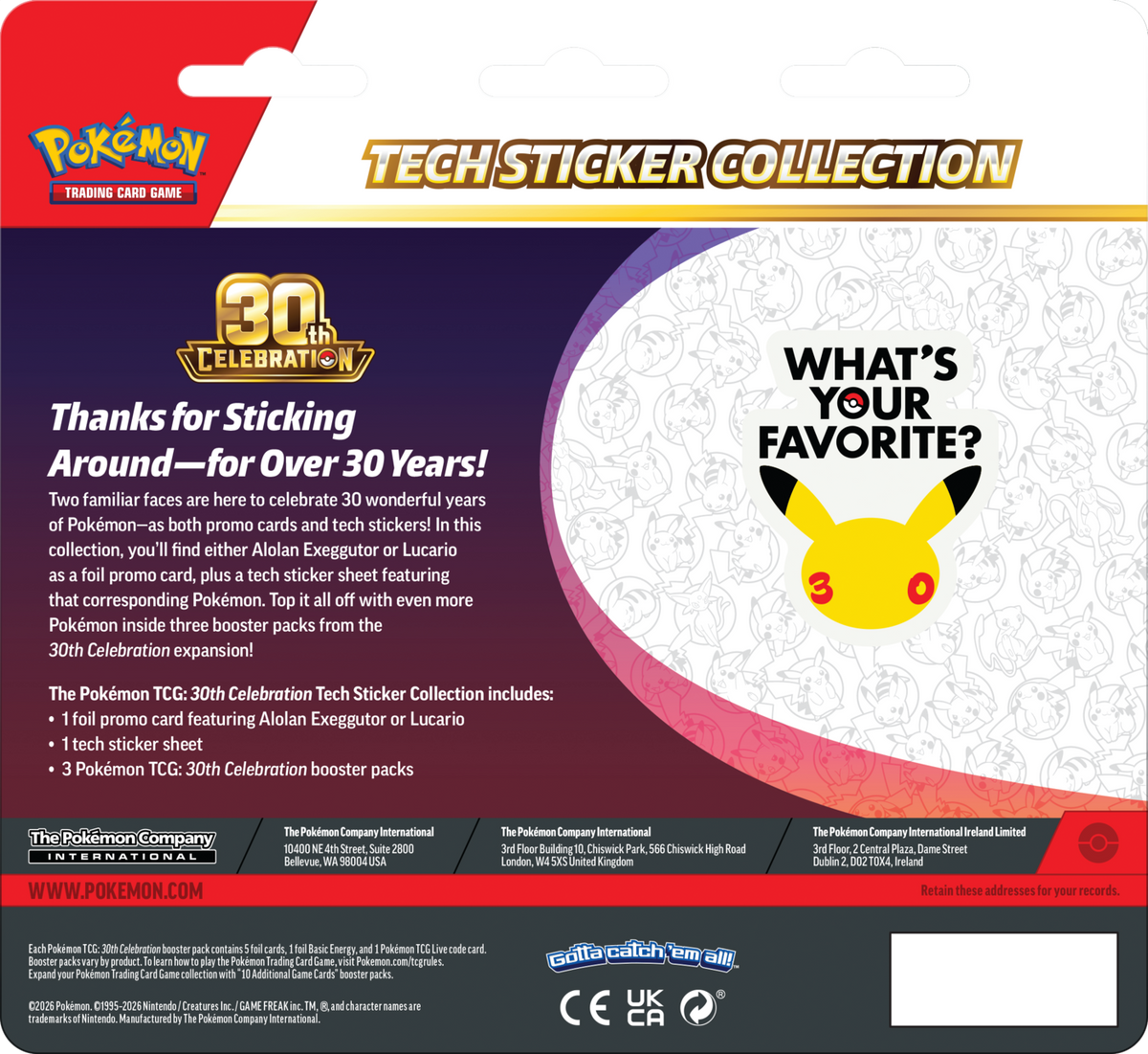 Pokémon TCG: 30th Celebration - Tech Sticker Collection Lucario
